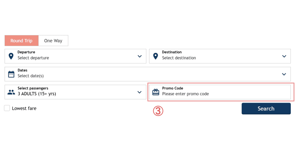 Enter the promotion code in the promotion code field.
