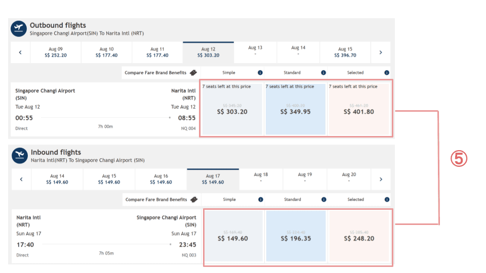 The discounted fare will be displayed on the seat availability screen.