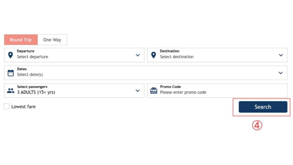 Please select your departure date and click "Search" for available seats.