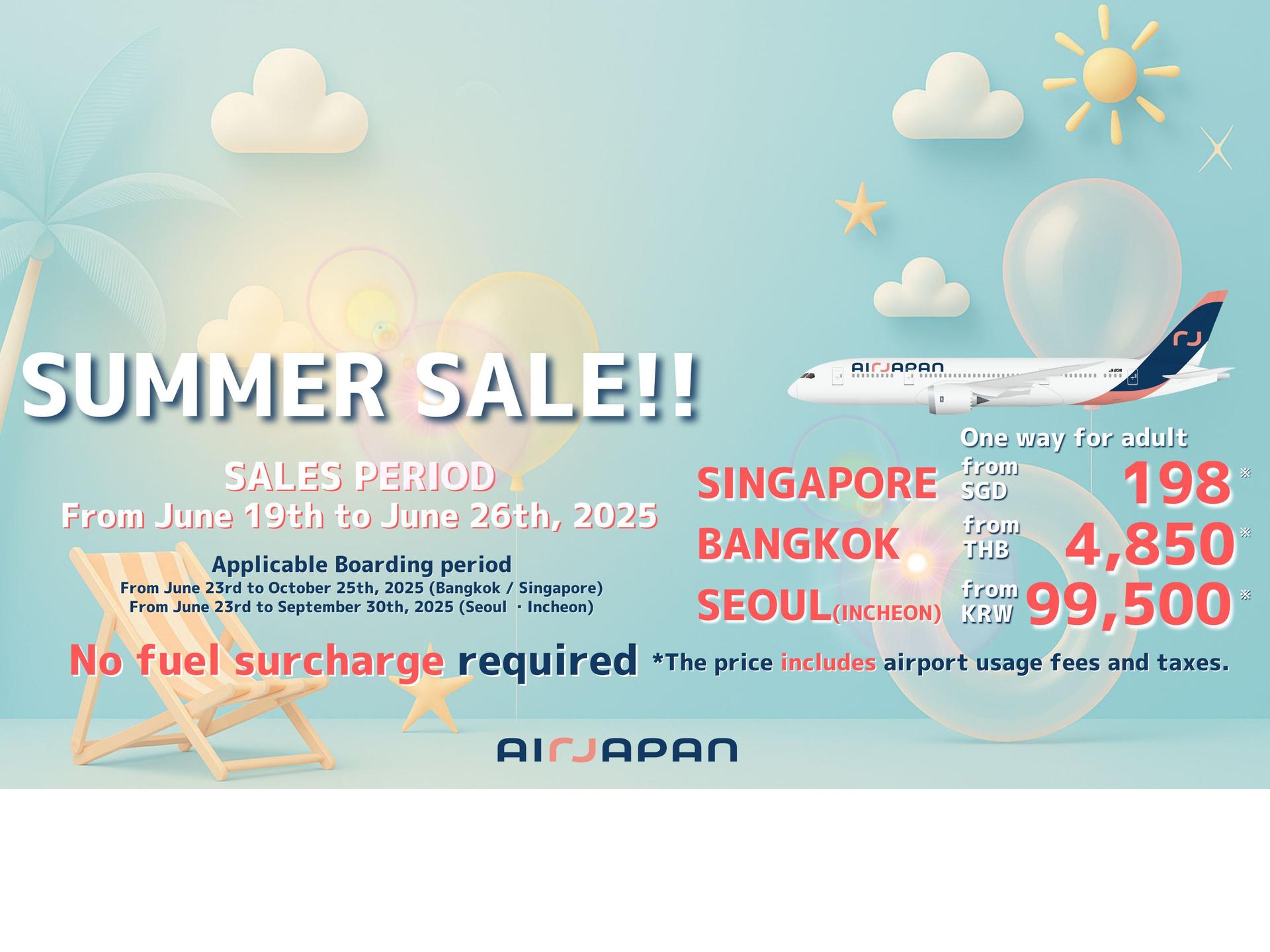 AirJapan starts SUMMER SALE 2025 for all routes!