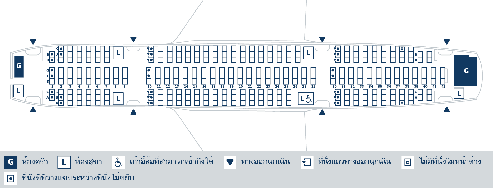 นี่คือแผนผังที่นั่งของเครื่องบินที่ Air Japan ใช้