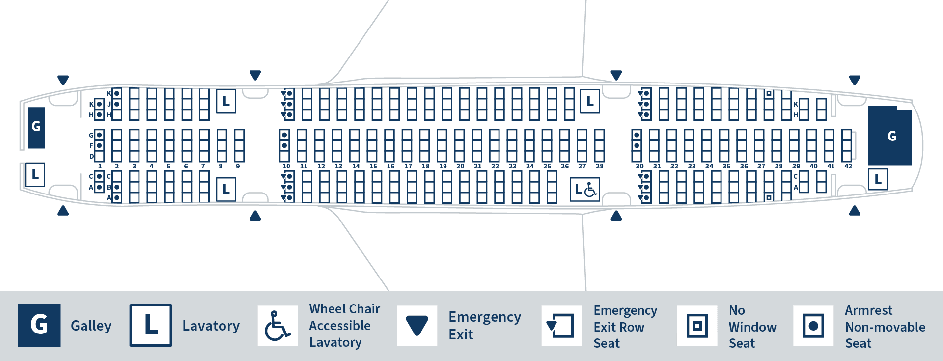 Seat map for Air Japan’s aircraft.